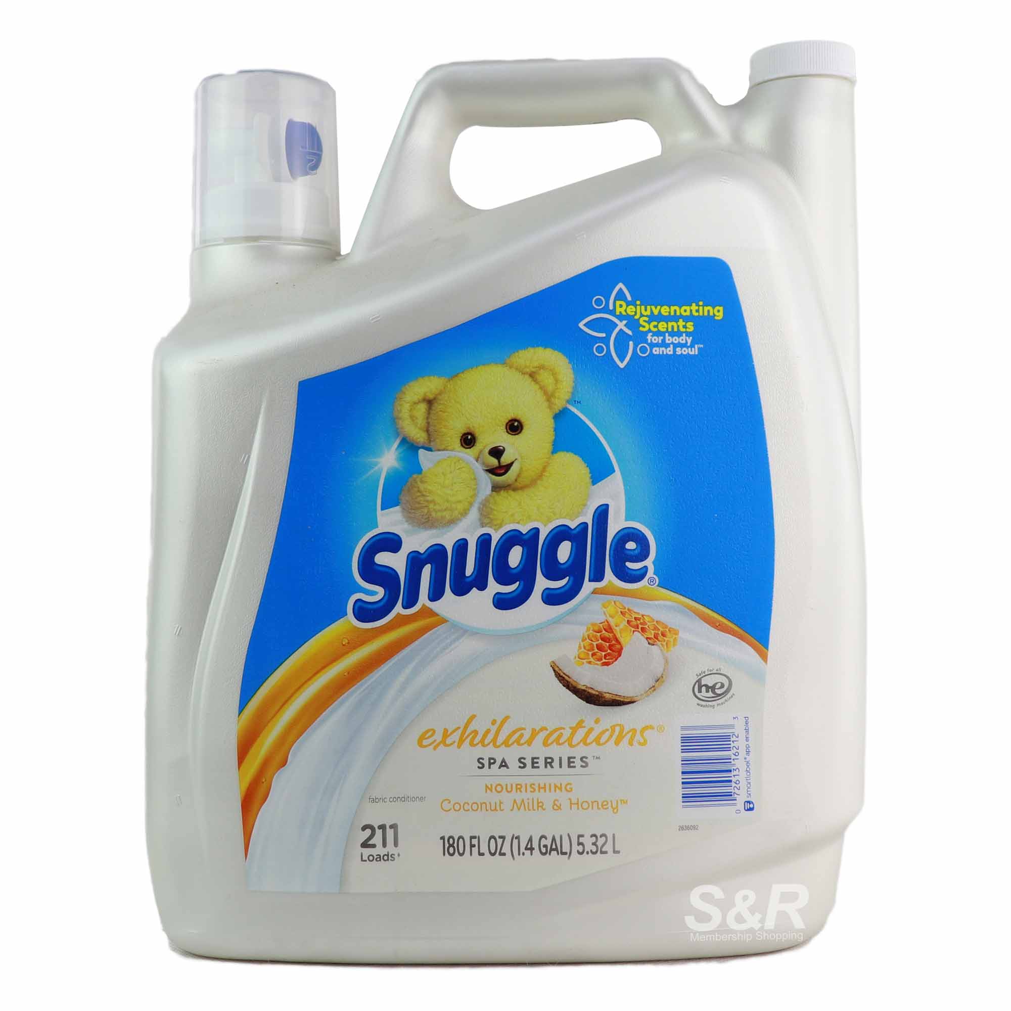 Snuggle Exhilarations Spa Series Coconut Milk and Honey Liquid Fabric Conditioner 5.32L Snuggle Exhilarations Spa Series Coconut Milk and Honey Liquid Fabric Conditioner 5.32L